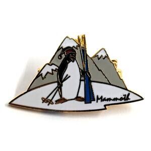 VTG Mammoth Mountain Penguine Skier CA Ski Resort Enamel Pin Skiing Souvenir